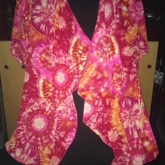 Lularoe Tie Dye Fringe Coverup - Picture 1 of 8